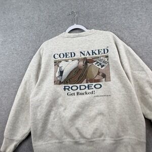Vintage Coed Naked Rodeo Western Joke Dirty Sexual Funny Sweatshirt 90s Men's XL